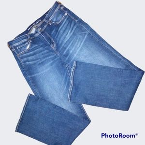 American eagle jeans super stretch kick boot  blue intentionally faded size 16